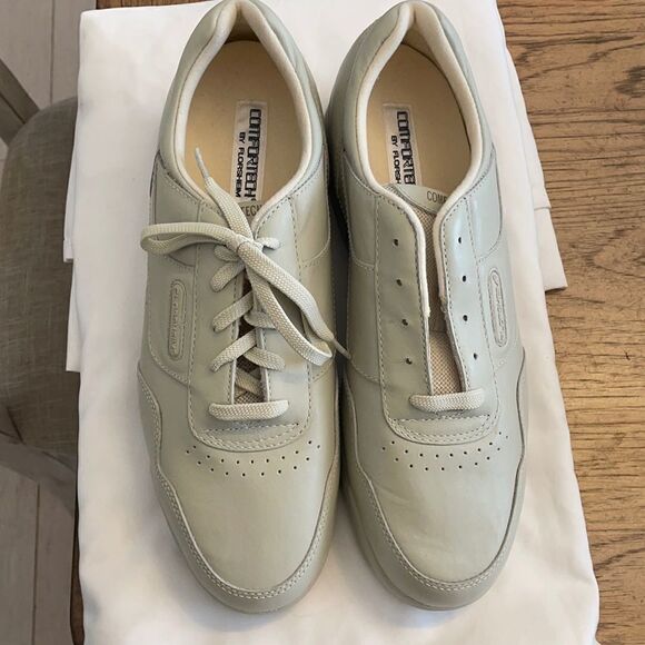 FLORSHEIM DARK CREAM COLORED LEATHER SNEAK… - Picture 1 of 9
